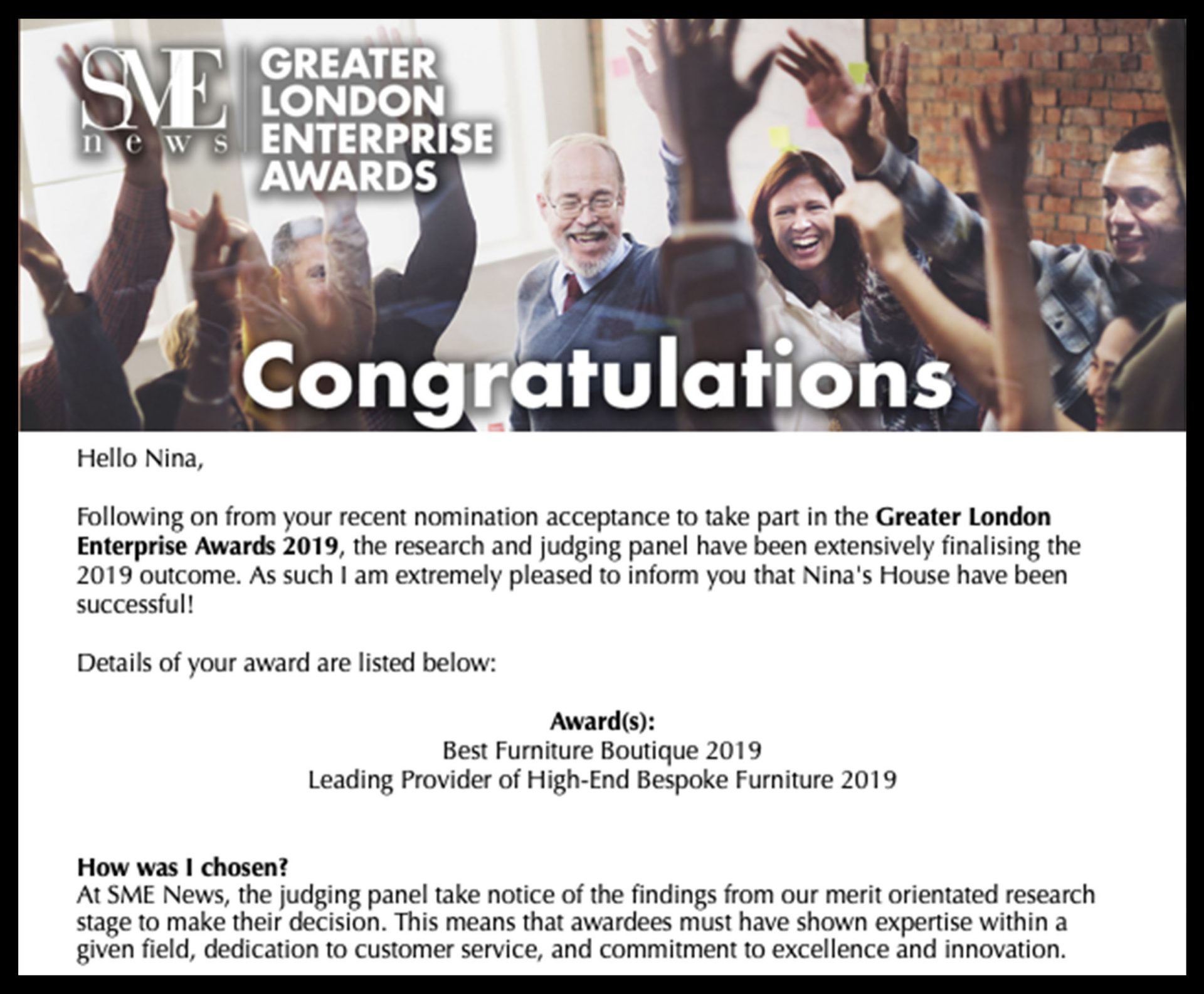 Greater London Enterprise Award 2019